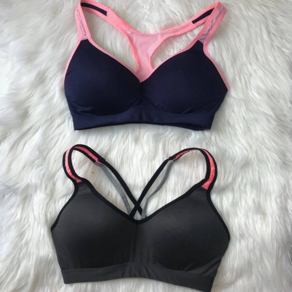2 Sports Bra Bundle Small Gray Navy Coral